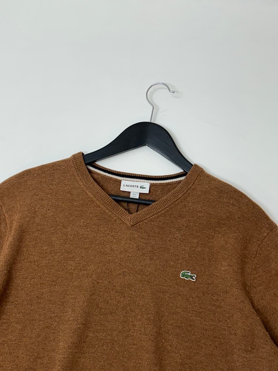Lacoste 라코스테 브라운 V넥 울 니트 상품이미지1