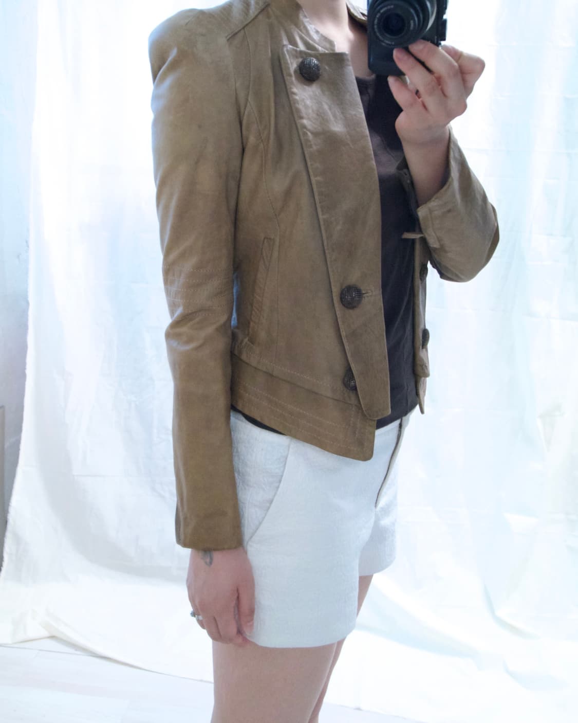 lamb leather stand collar jacket 상품이미지6