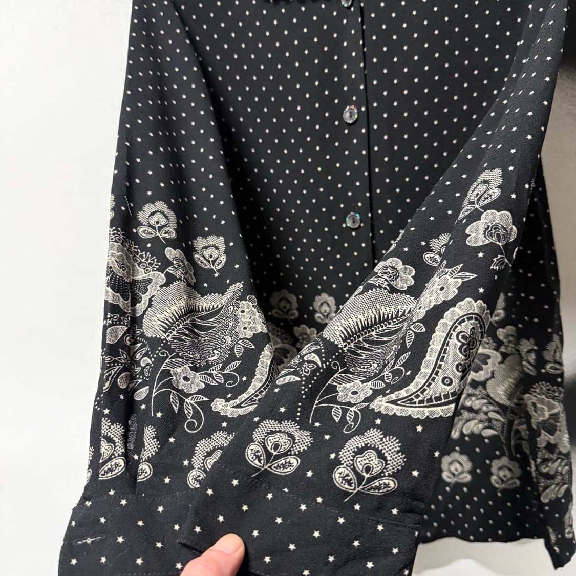 VTG 빈티지 도트 페이즐리 패턴 레이스 카라 긴팔 셔츠 상품이미지5