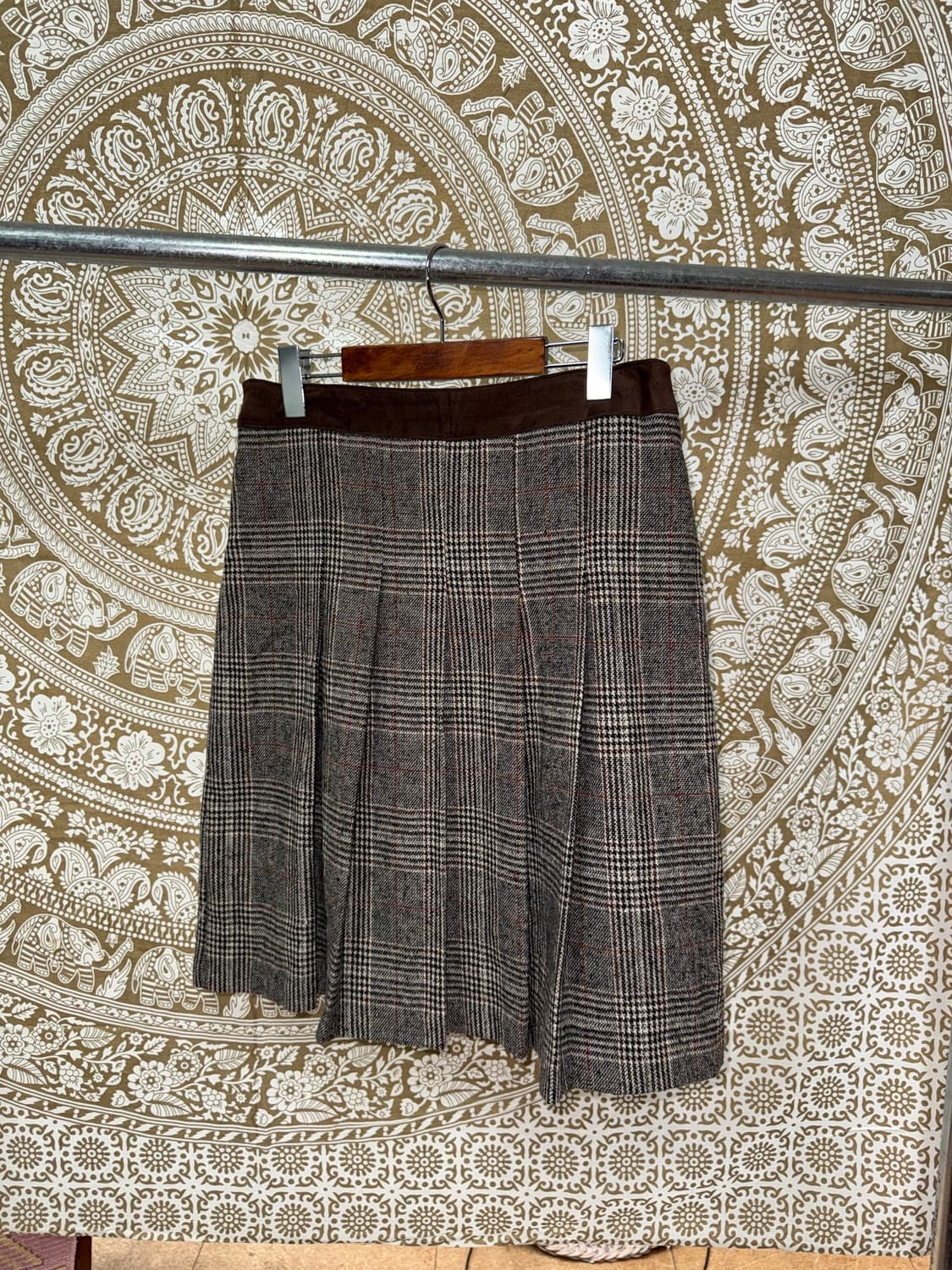 빈티지 여성 체크 모직 미디스커트  상품이미지3