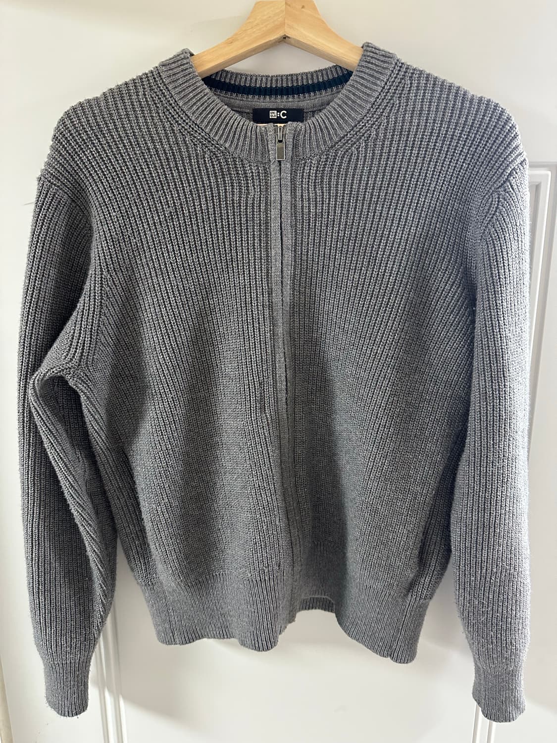 [S] 유니클로 C 크루넥 풀집 가디건 그레이 상품이미지3