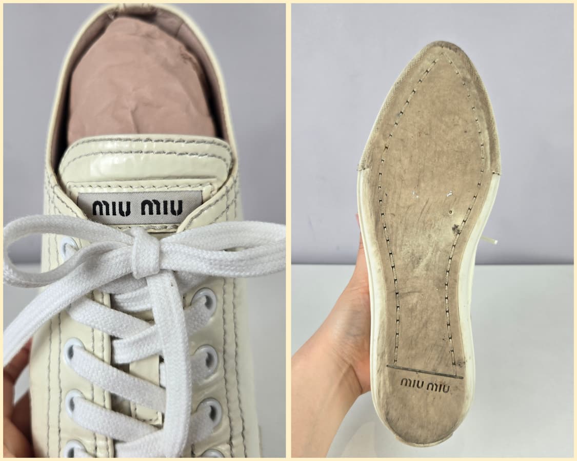 miumiu 미우미우 35(225) 메탈 캡 토 페이던트 스니커즈 정품 상품이미지5