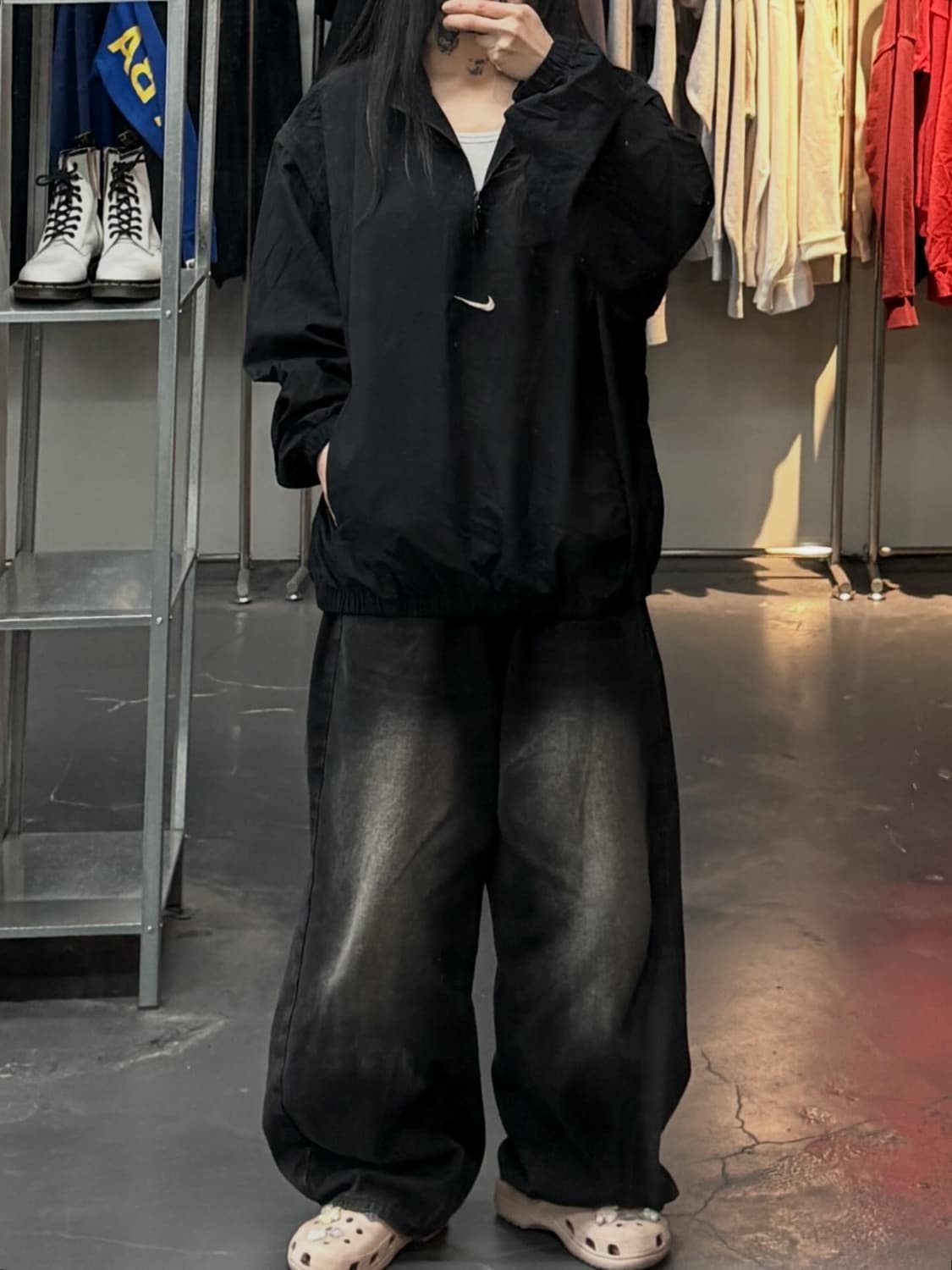 나이키 센터 스우시  올드스쿨 아노락 웜업 블랙 자켓 A3708 상품이미지1