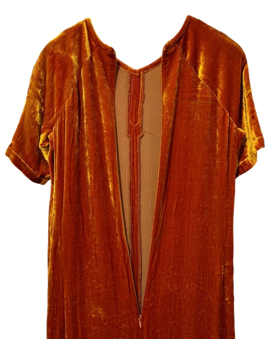 드리슨 반 노튼 오렌지 벨벳 프론트 슬릿 맥시 드레스 상품이미지4