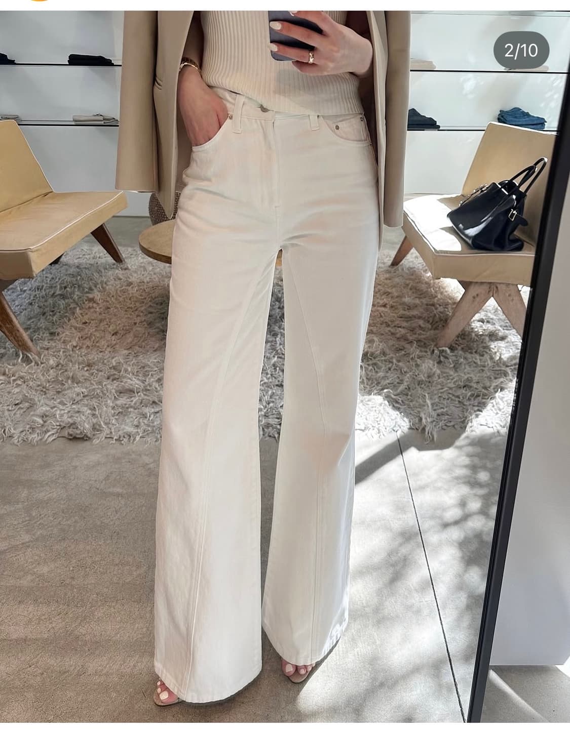 더로랑 세미와이드트위스트진(화이트M) 상품이미지9