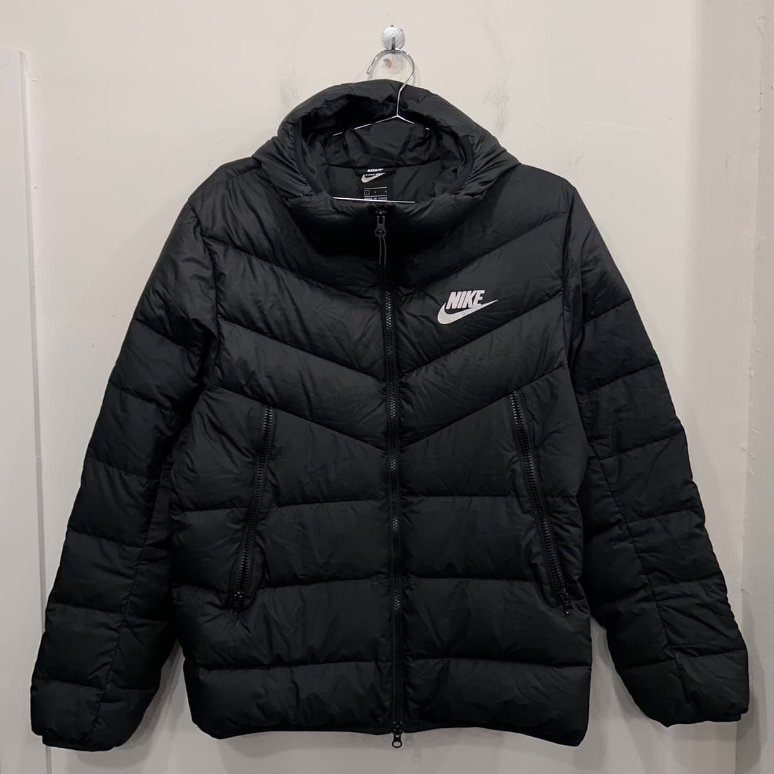 나이키 스우시 사선 퀼팅 덕다운 후드 숏패딩 상품이미지2