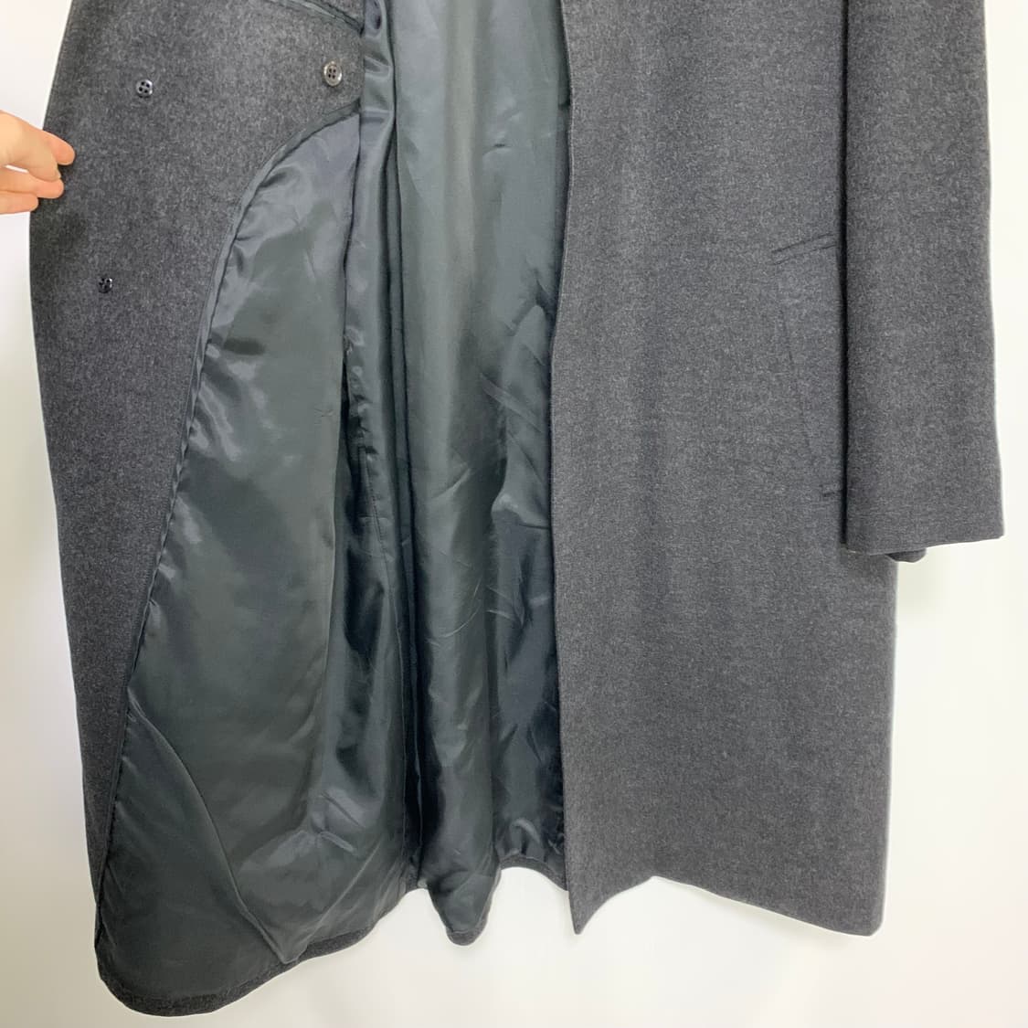 Moorbrook 빈티지 100% 캐시미어 롱코트 남녀공용 차콜 상품이미지8