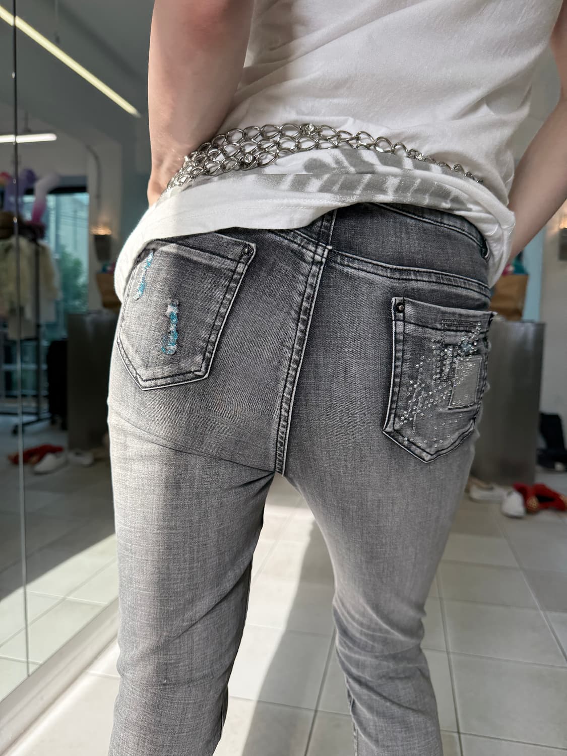 glitter patchwork skinny jeans 상품이미지4