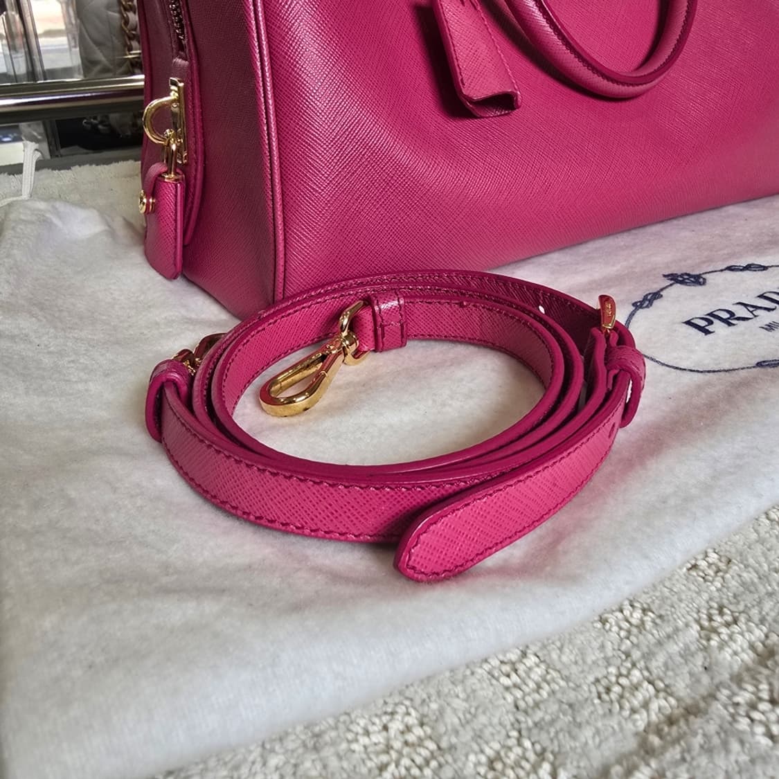 [중고/정품] 프라다 사피아노 럭스 보스턴백 핑크 상품이미지2