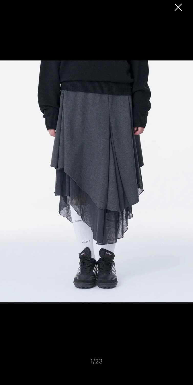 Unbalanced layered skirt CHARCOAL 상품이미지1