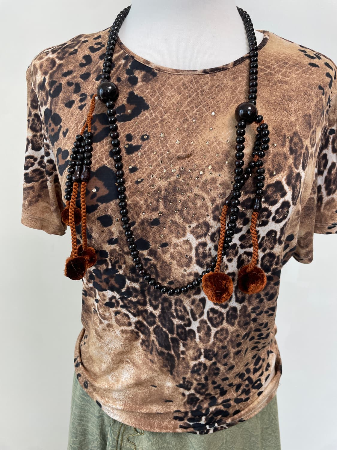 블랙 오닉스 비드 태슬 에스닉 네크리스 J03877 상품이미지1