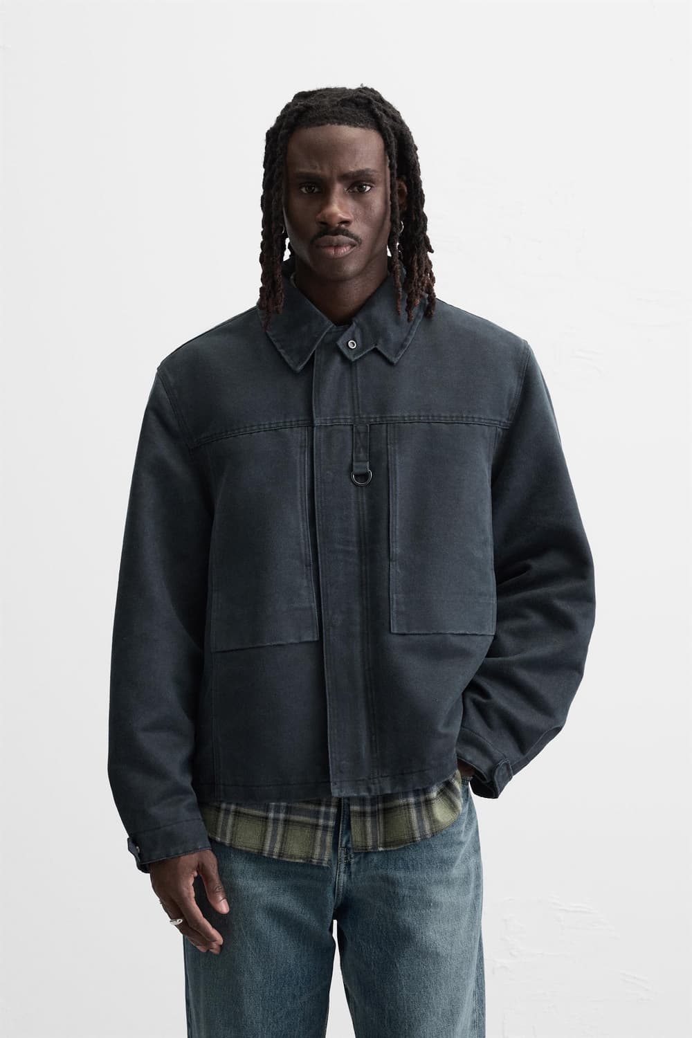 새제품/ ZARA / 왁스 자켓 네이비 상품이미지1