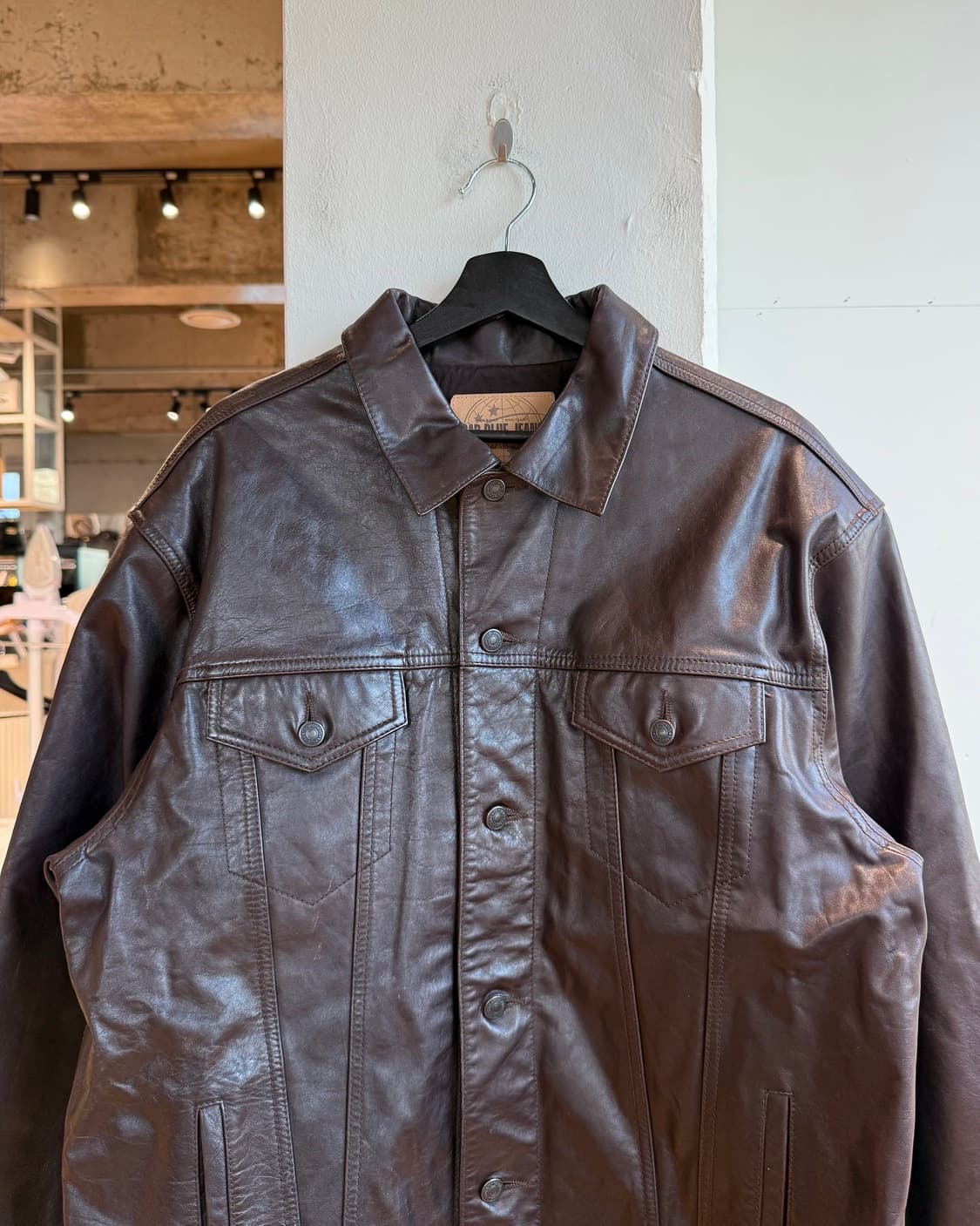 갭 블루 진스 브라운 레더 트러커 자켓 상품이미지3