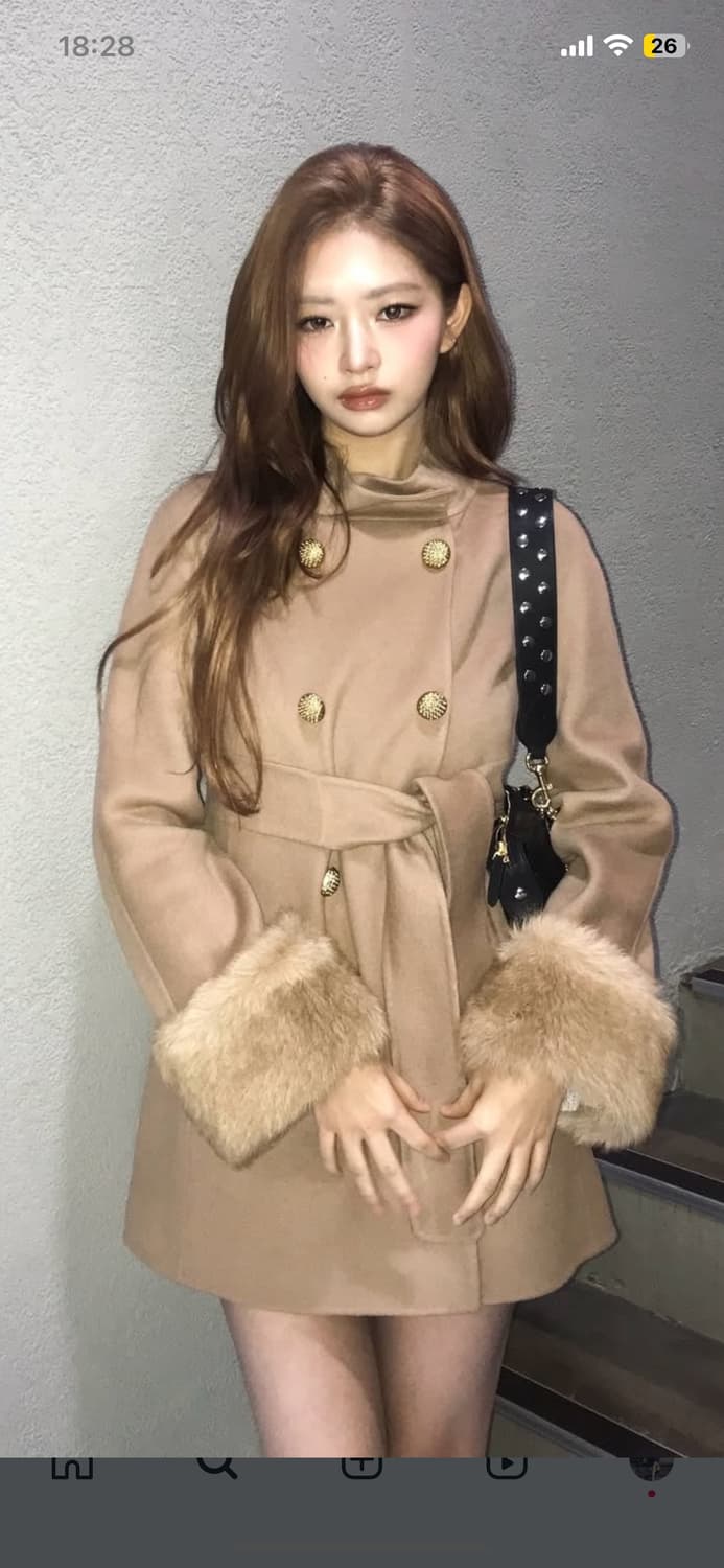 레이깔 히메갸루 그레이 퍼 벨트 코트 S 상품이미지5