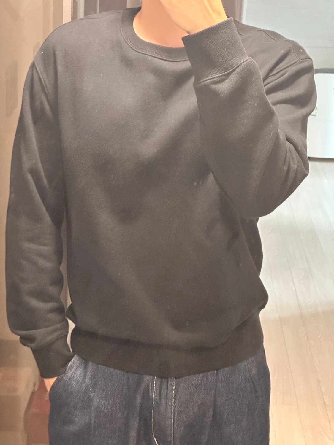 [새상품] 무탠다드 스웨트셔츠 맨투맨 블랙 L 상품이미지5