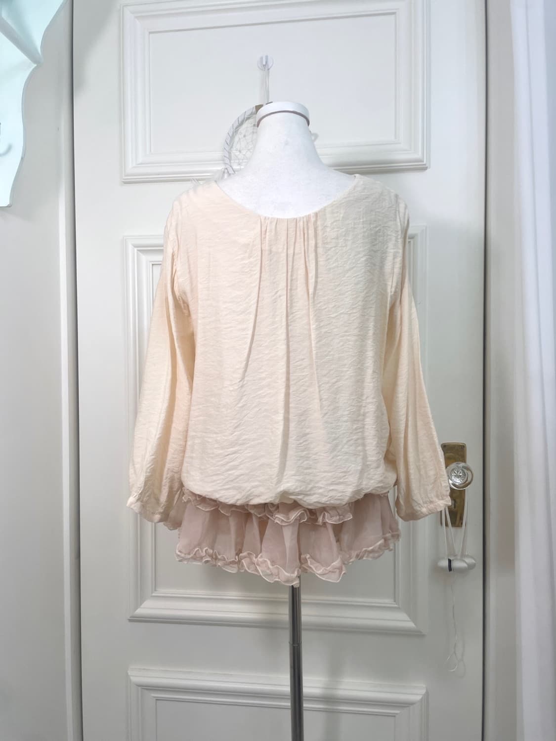 SM2 sheer coral v-neck pleats mori blous 상품이미지3