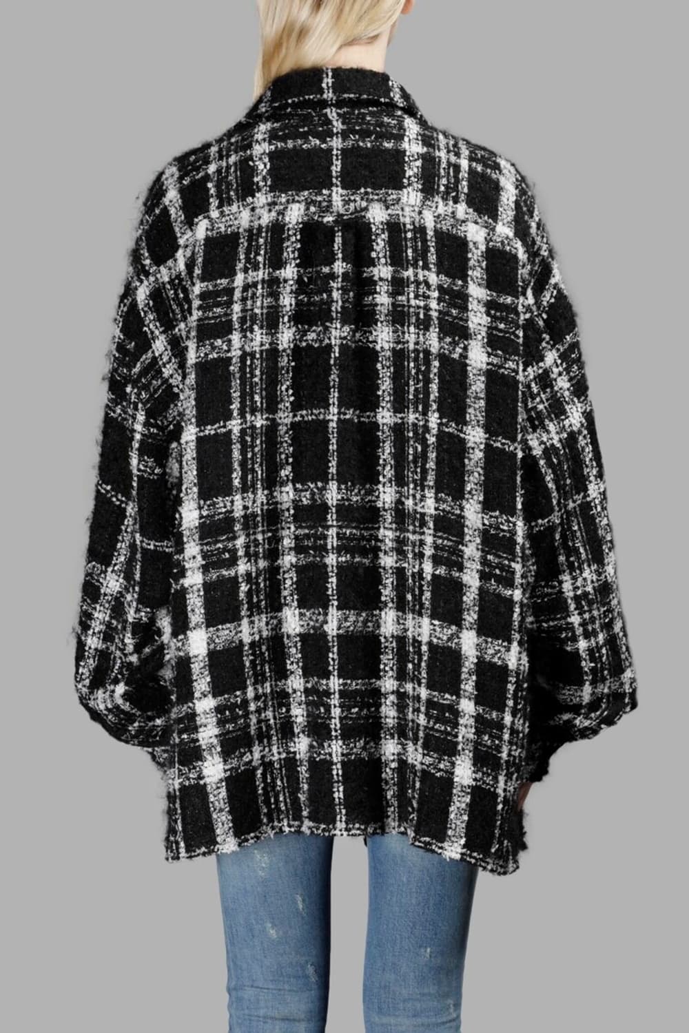 페이스커넥션 트위드 셔츠 검흰 L사이즈 판매 상품이미지6