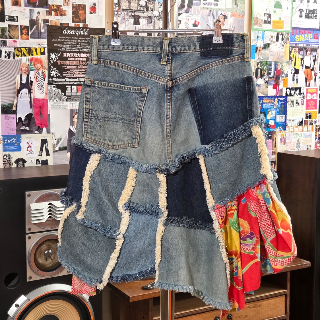 JPN 패치워크 그런지 데님 스커트 상품이미지5