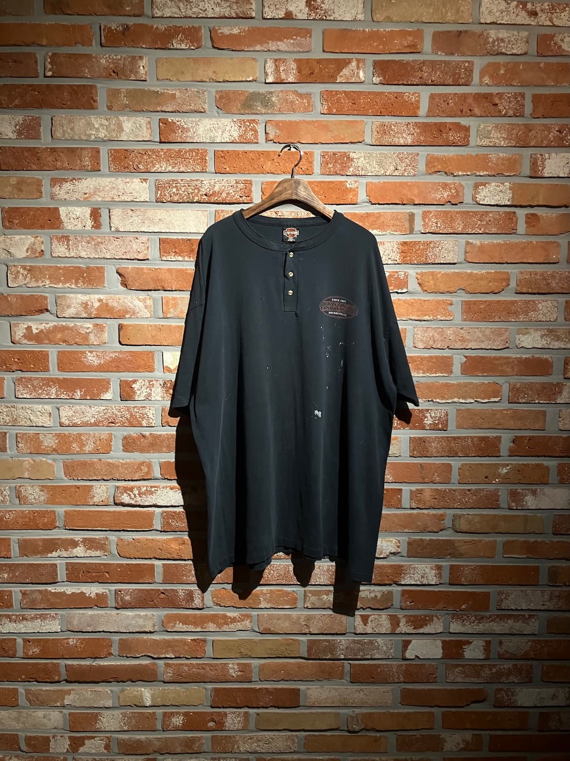 3XL 90s USA 빈티지 할리 데이비슨 헨리넥 반팔 티셔츠 상품이미지1