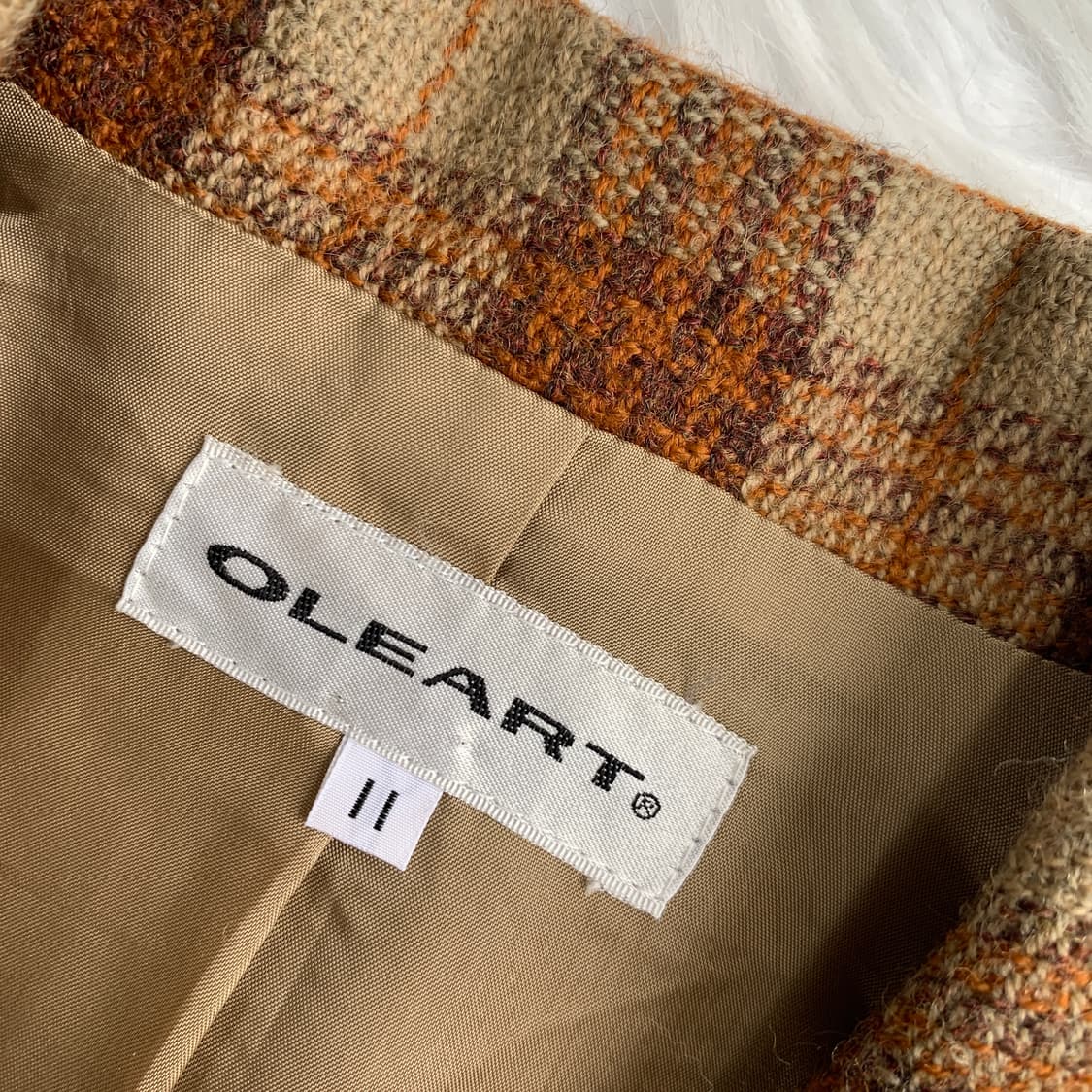 일본 빈티지 OLEART 울 체크 더블 자켓 1679 상품이미지5