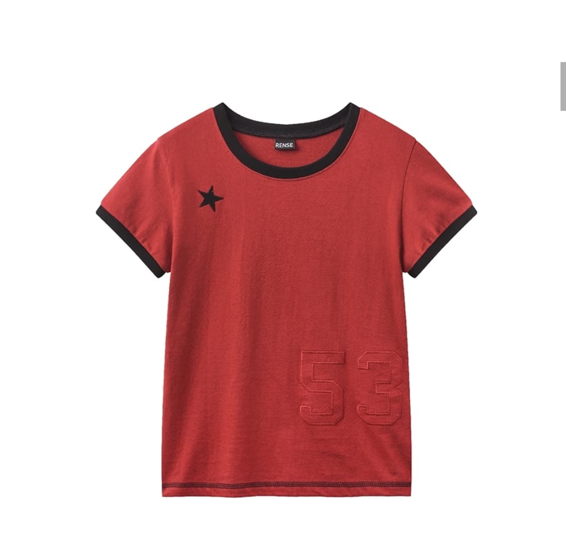 렌세 Star Patch Slim Fit Ringer Tee 레드 상품이미지3