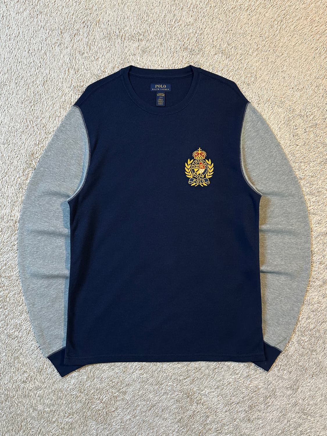 폴로 랄프로렌 신형 크레스트 로고 배색 와플 니트 롱슬리브 긴팔 상품이미지1
