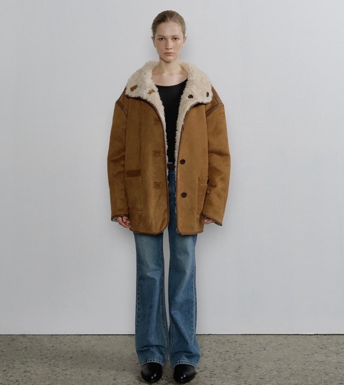 108파운드 리버시블 무스탕 코트 카멜 상품이미지2