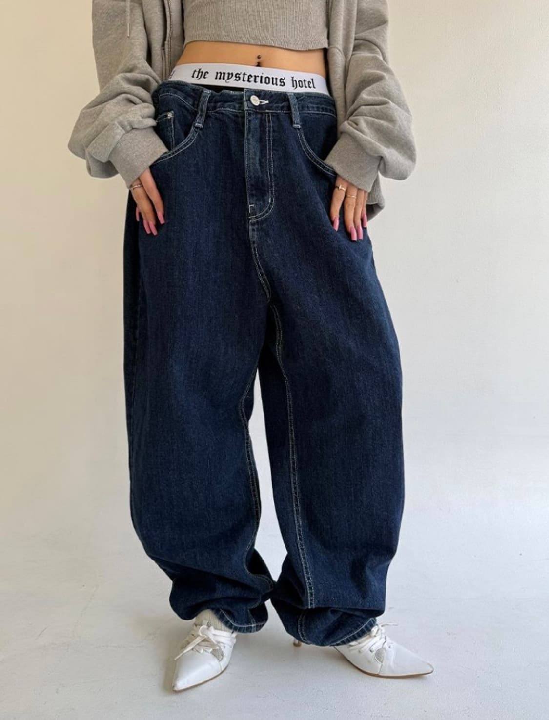 더미스테리어스호텔 딥블루 배기 진 1사이즈 상품이미지1