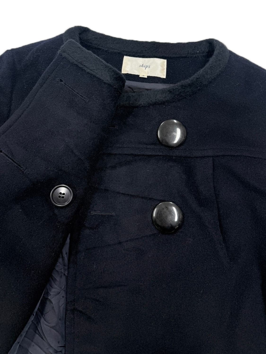 빈티지 ships 네이비 더블 하프 코트 상품이미지4