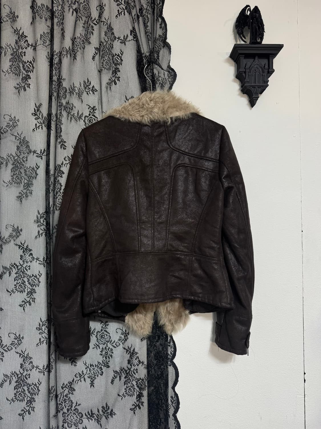 Dark brown shearling jacket 상품이미지5