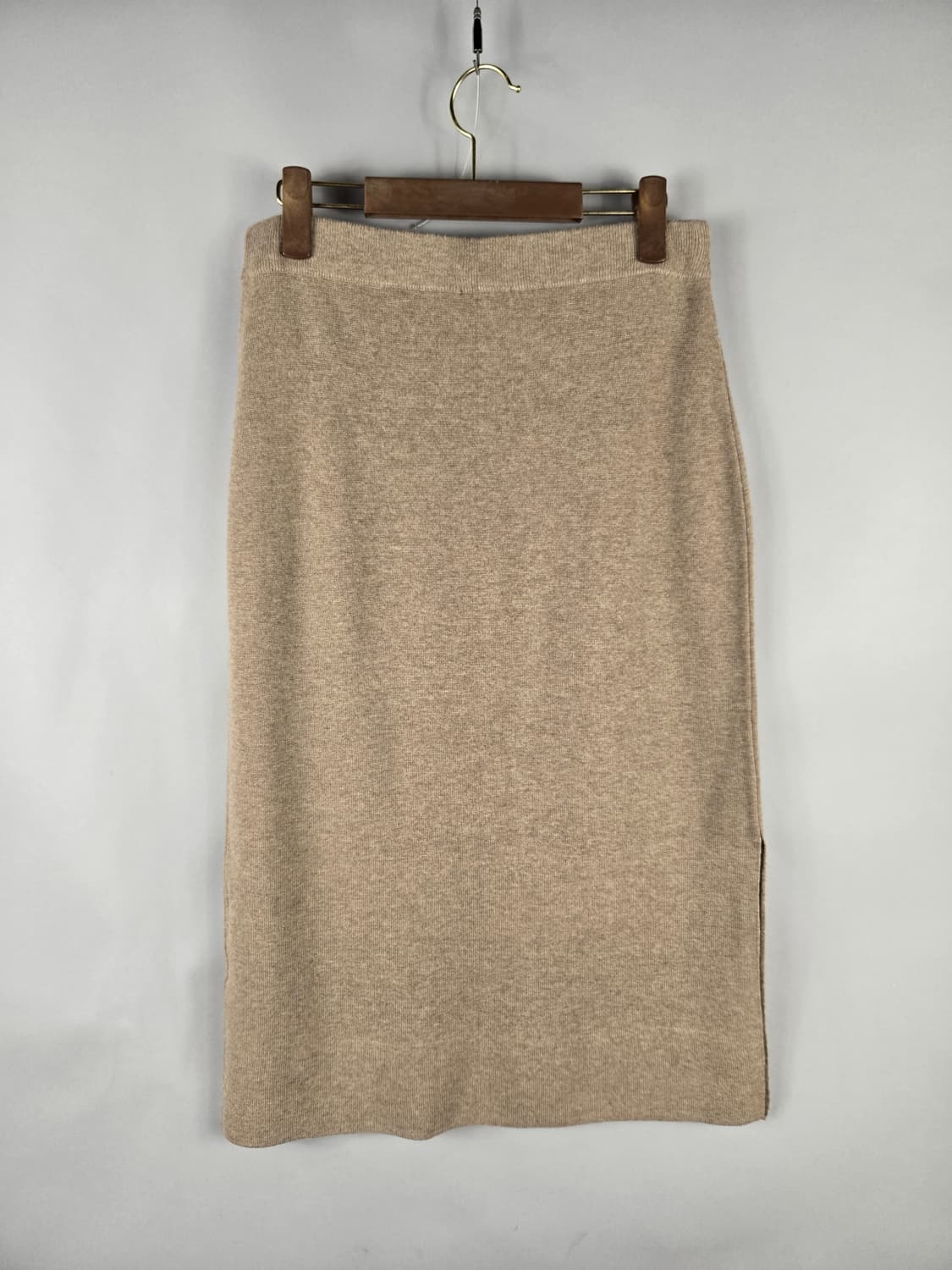 [무료배송]무신사스탠다드 L 여성 울 혼방 니트 롱 스커트 베이지 치마 상품이미지6