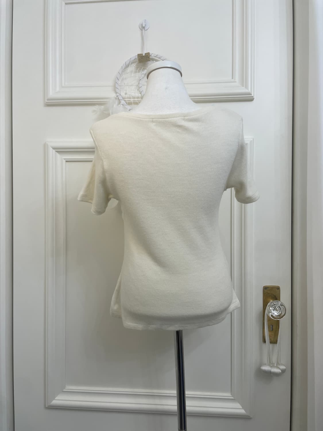 ivory beads point half knit top(size-L) 상품이미지3