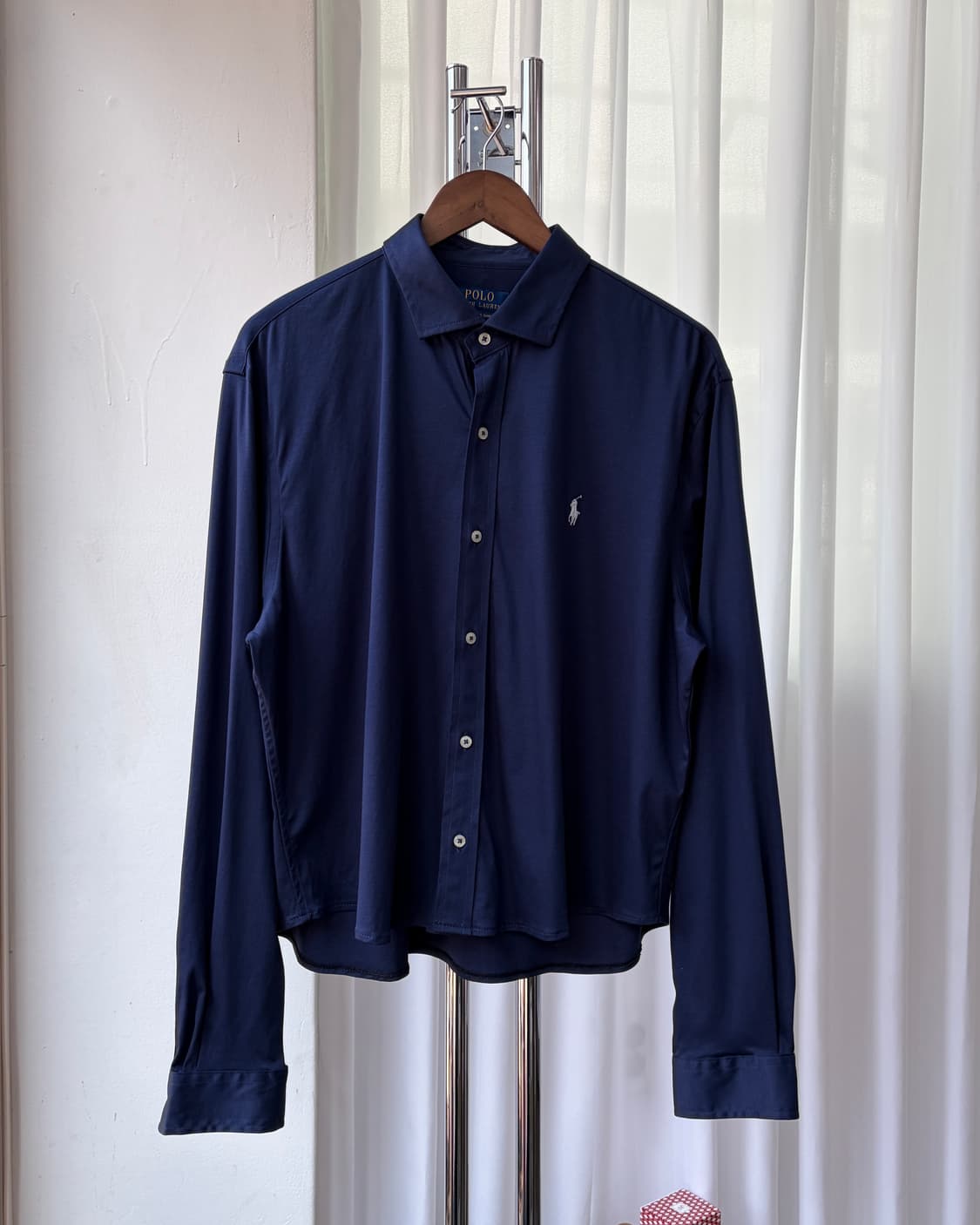 [XL](새상품)폴로 랄프로렌 크롭 니트 드레스 셔츠 navy 상품이미지4