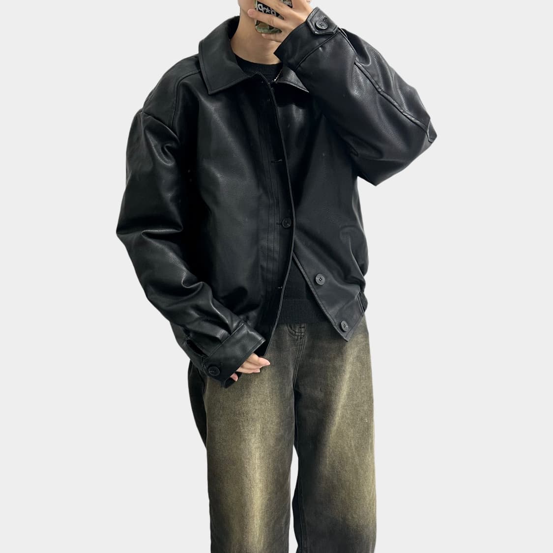 veil 레더 블루종 자켓 상품이미지4