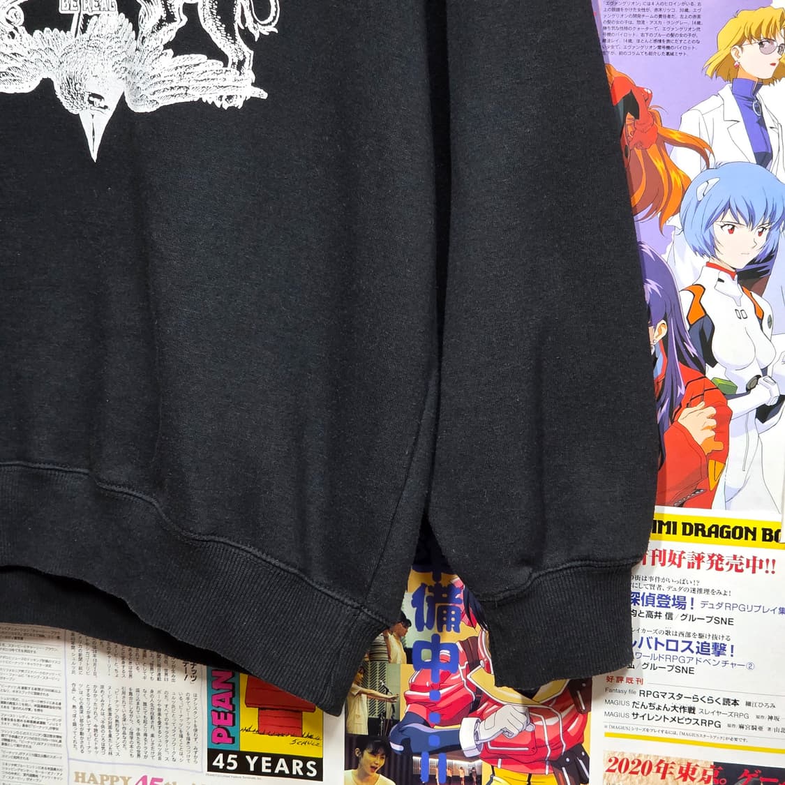 JPN 펑크 날개 프린팅 블랙 약기모 맨투맨 상품이미지4