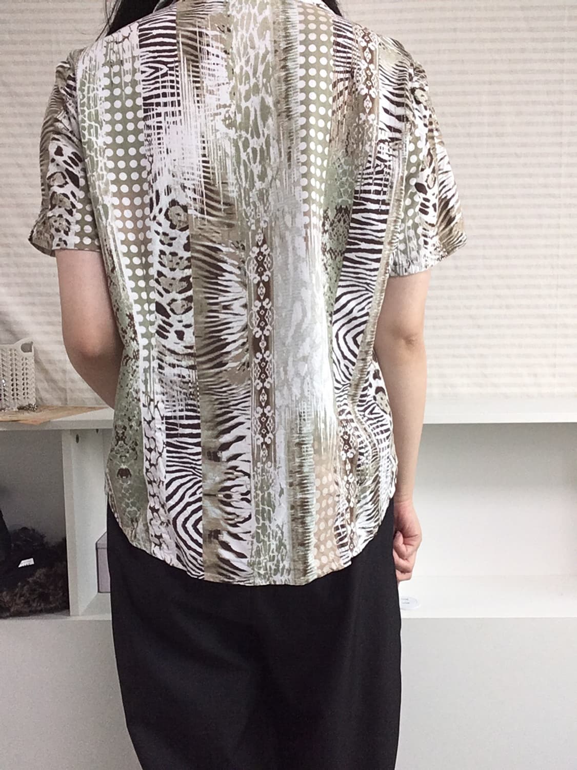 jpn vintage 그린 반팔 셔츠 도트 프린팅 y2k 스트릿 일본빈티 상품이미지3