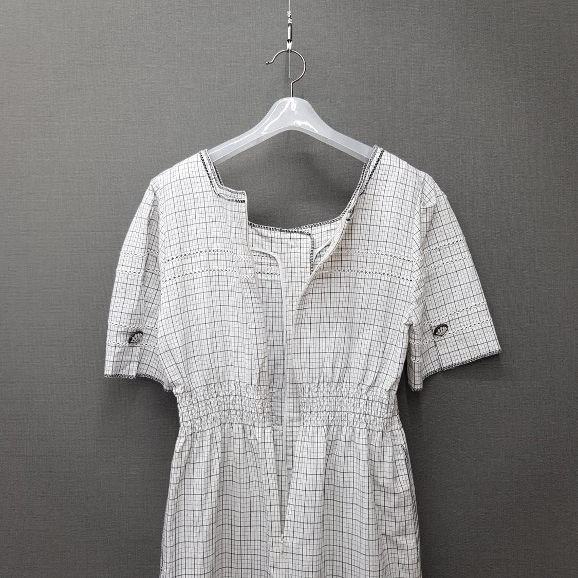 오브제 2021 체크 자수 포인트 반팔 롱 원피스 S사이즈 상품이미지6
