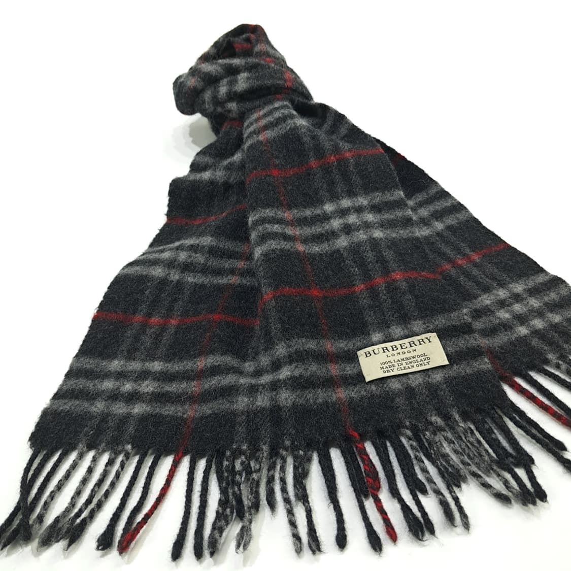 MX133 버버리 스모키블랙 클래식체크 램스울 짧은 목도리 머플러 상품이미지2