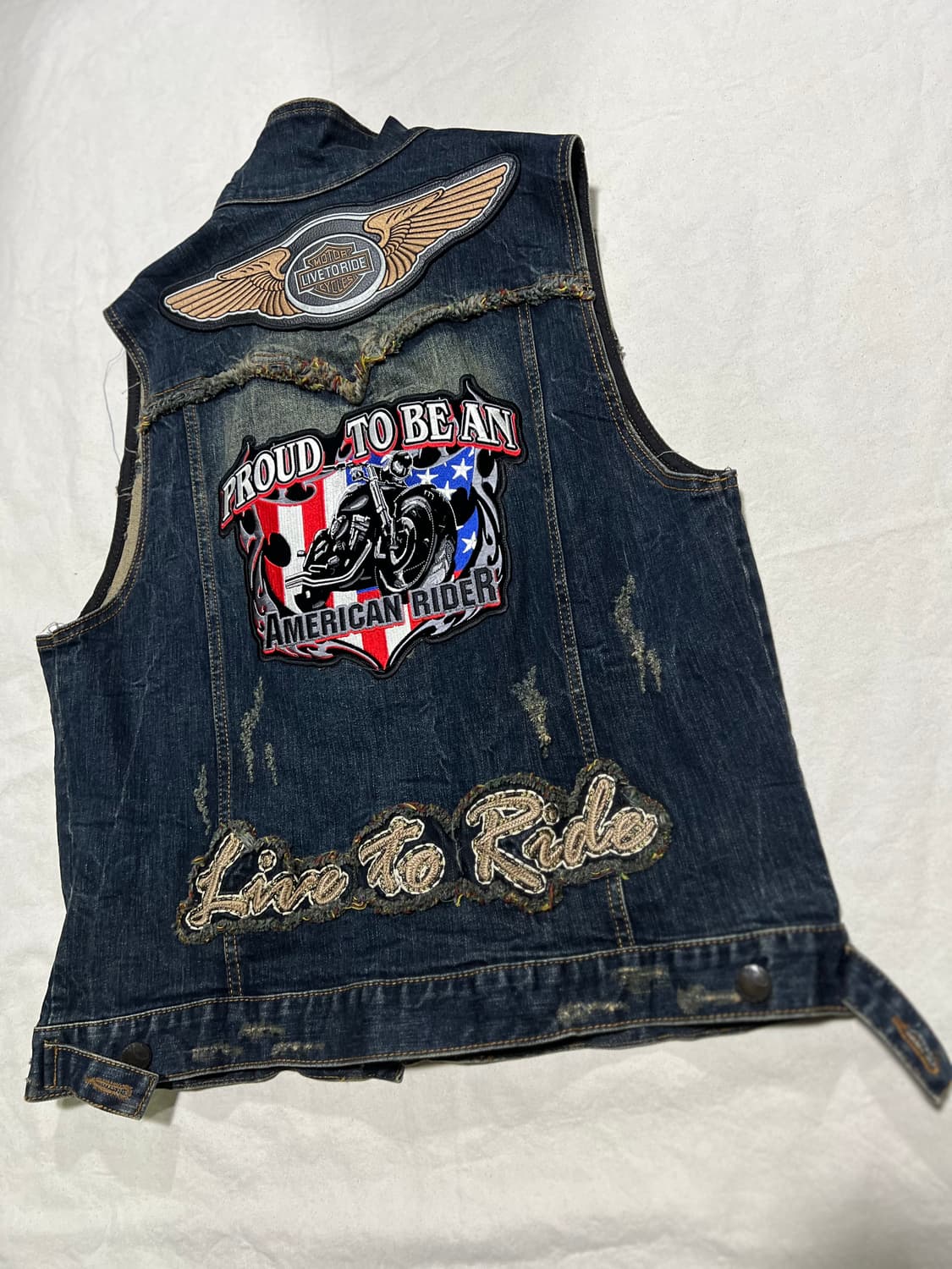 자수패치 데님조끼 XL  상품이미지3