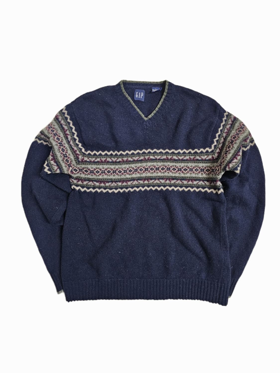 그래놀라 Old GAP 램스울 페어아일 v넥 니트 L 상품이미지1