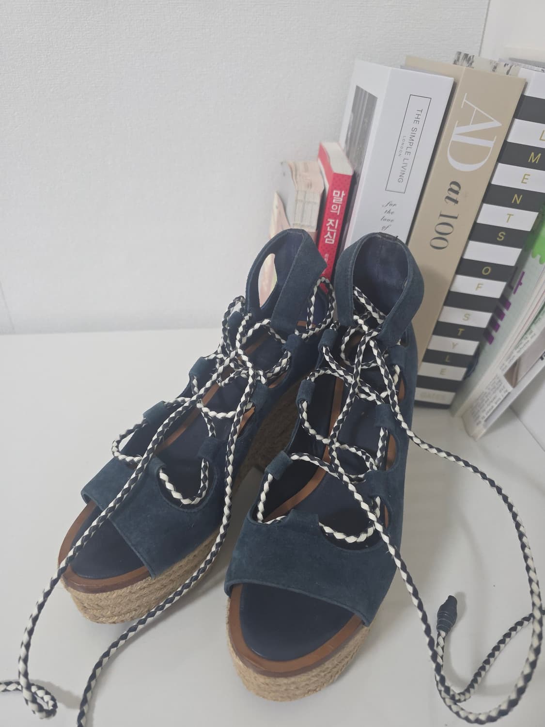 토리버치 에스파드류 웨지 샌들 블루 240 (US7) 10cm 상품이미지1