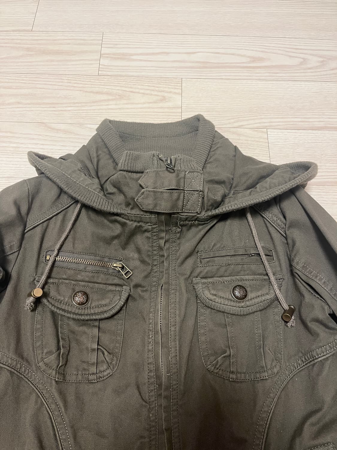 y2k button detail brown hoodie jacket 상품이미지2