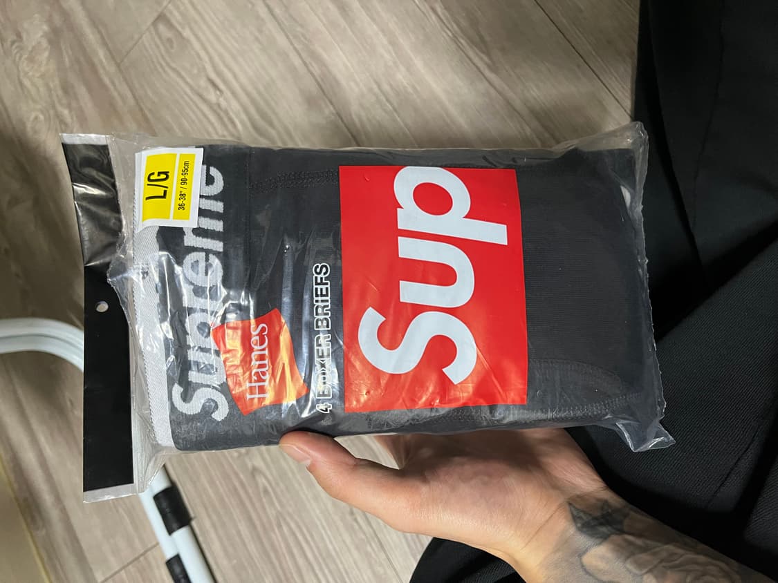 슈프림x헤인즈 박서브리프 블랙 L (4개입) 상품이미지2