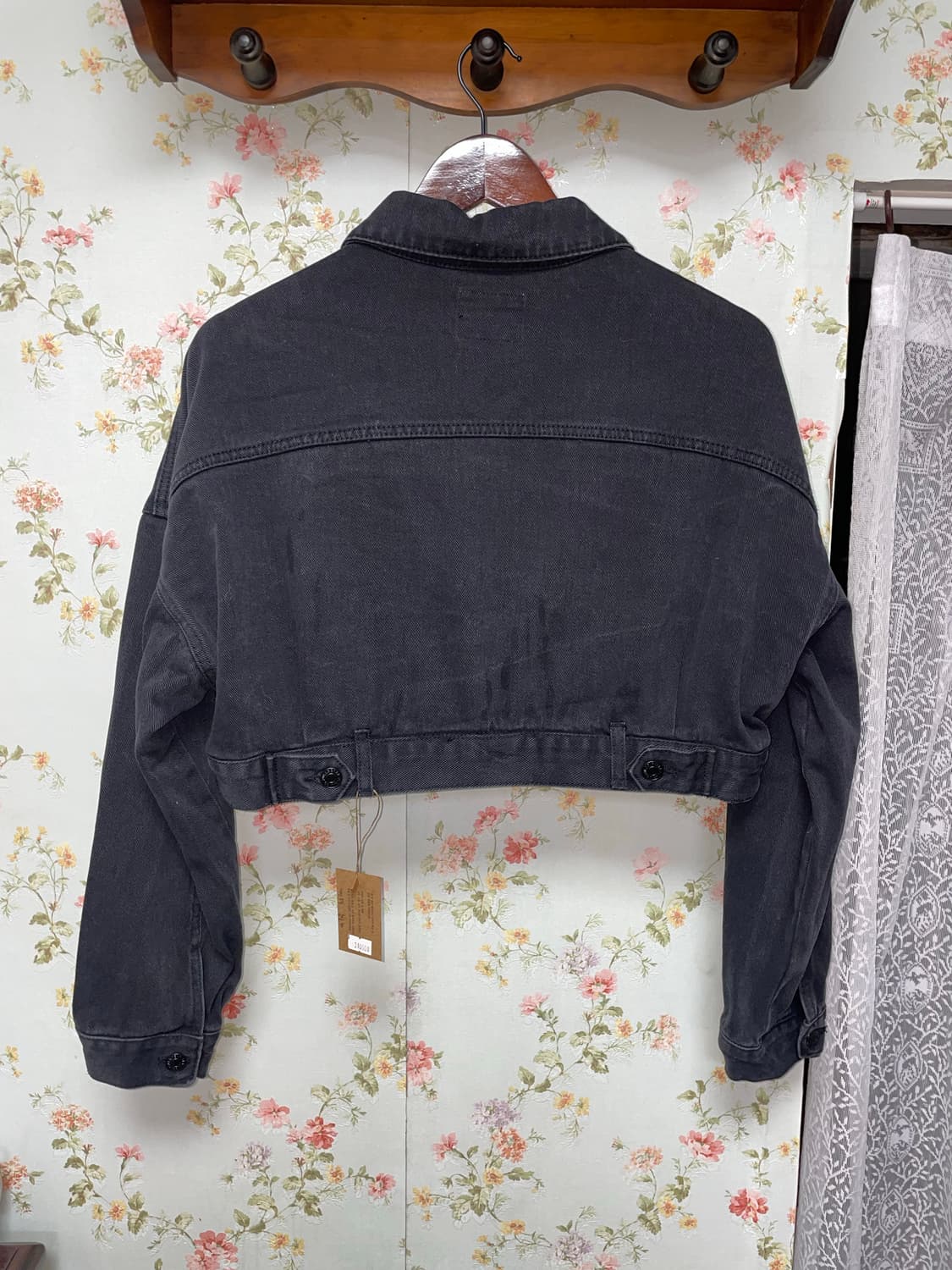 블랙 크롭 데님 셔츠 상품이미지2