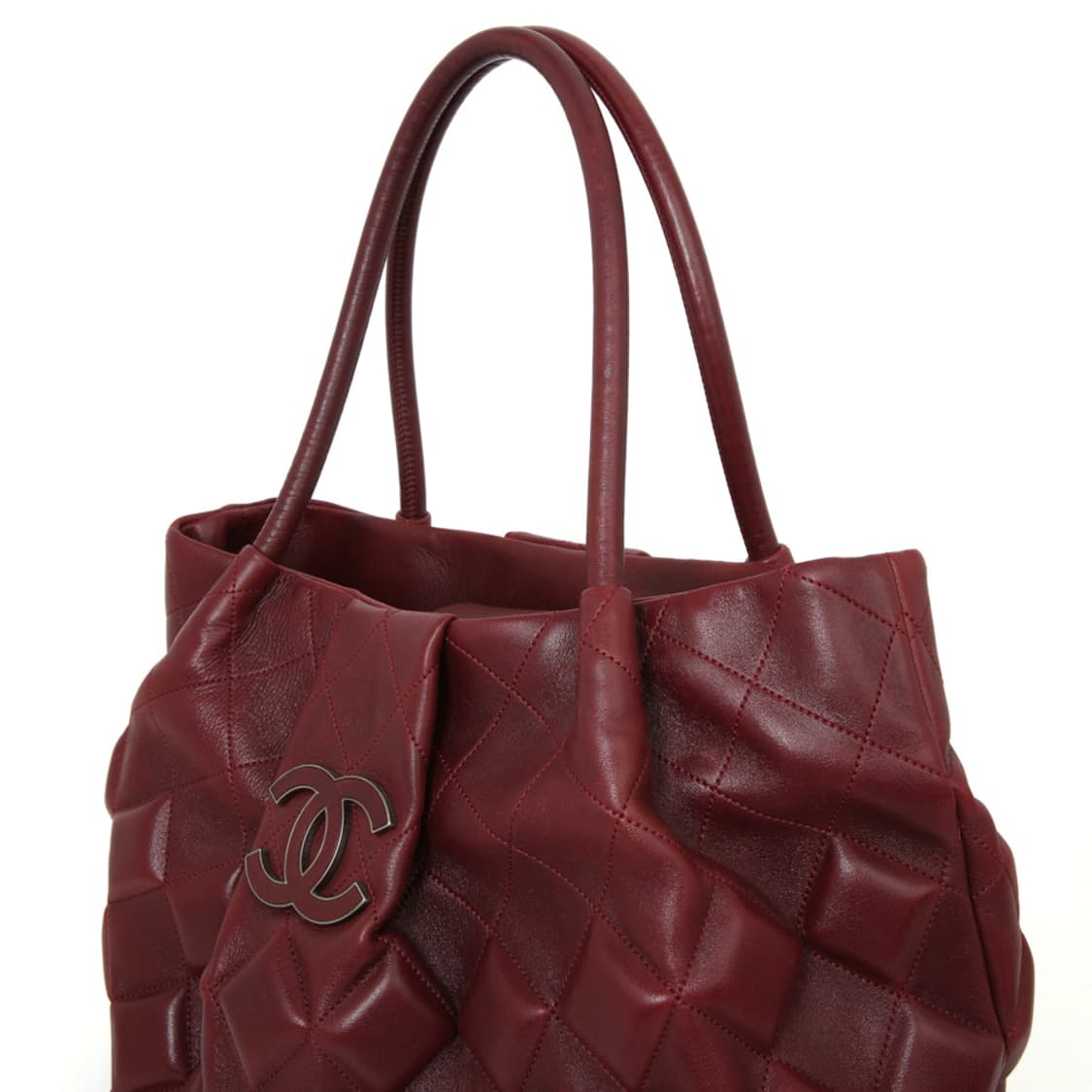 샤넬 버건디 큐브 퀼팅 숄더 슬로운 슬론 카프레더 토트 상품이미지6