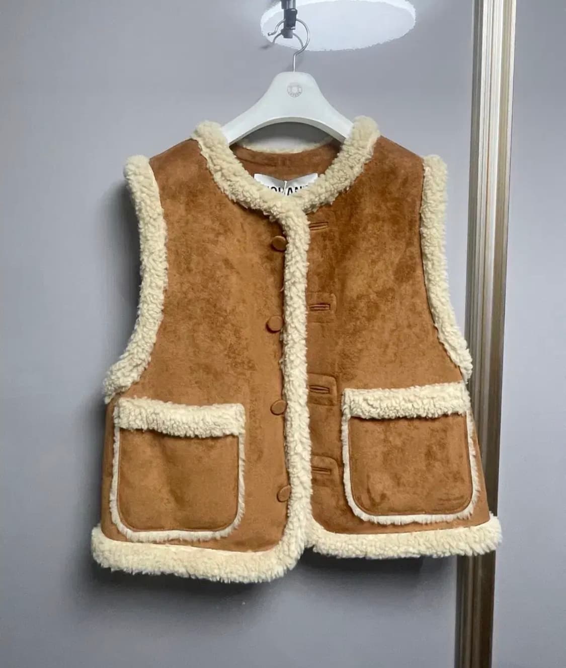 노앙 무스탕조끼 베스트 BROWN 상품이미지4