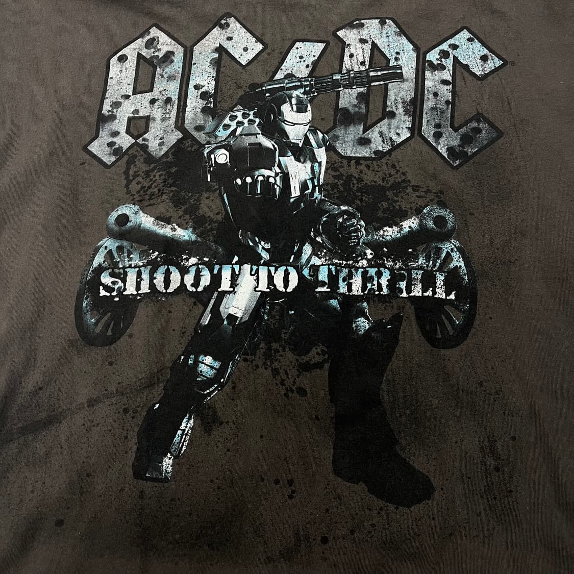 [L] AC/DC 아이언맨2 협업 빈티지 그래픽 반팔 티셔츠 브라운 상품이미지2