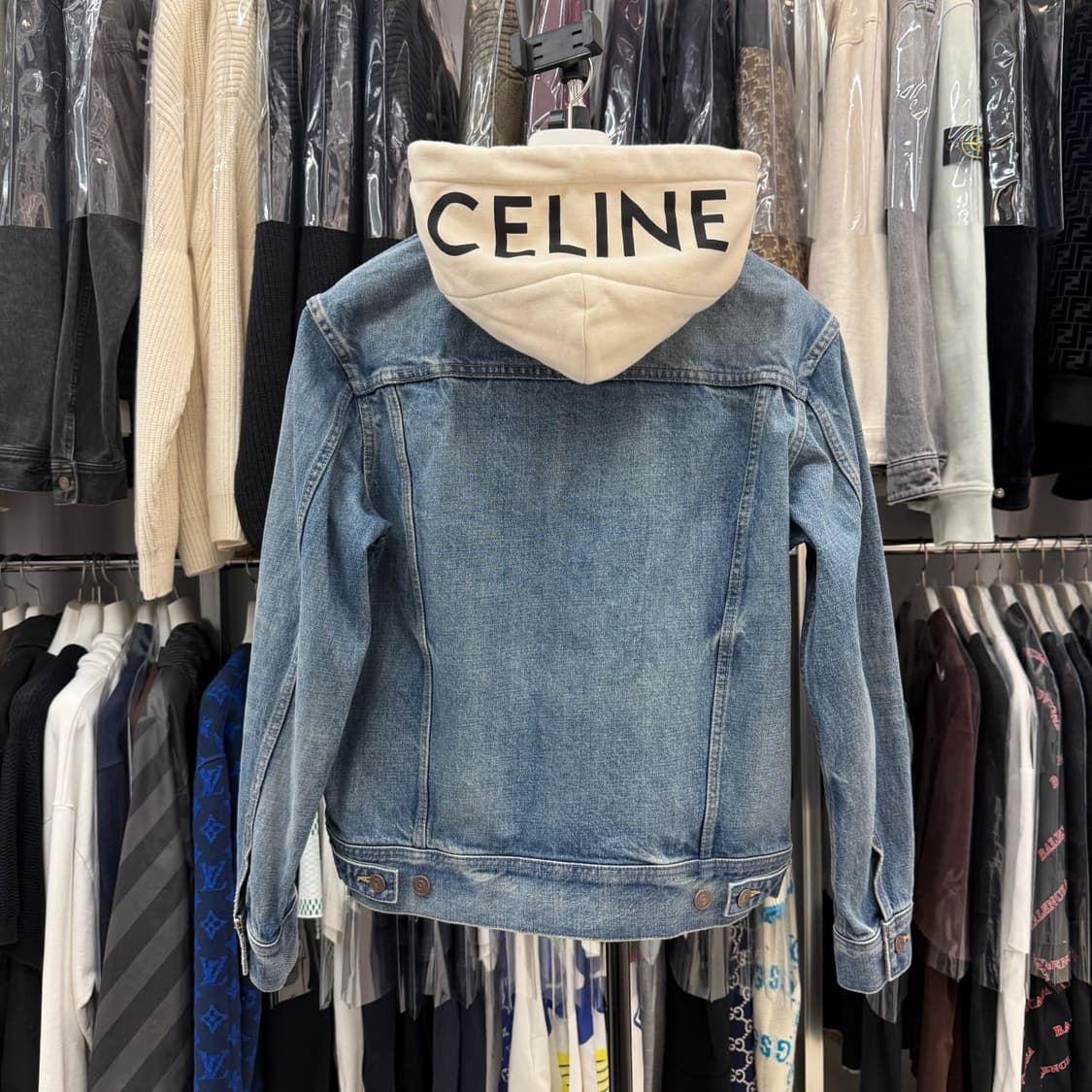 [리오브전포점] 셀린느 백로고 청 후드 데님 자켓 상품이미지2