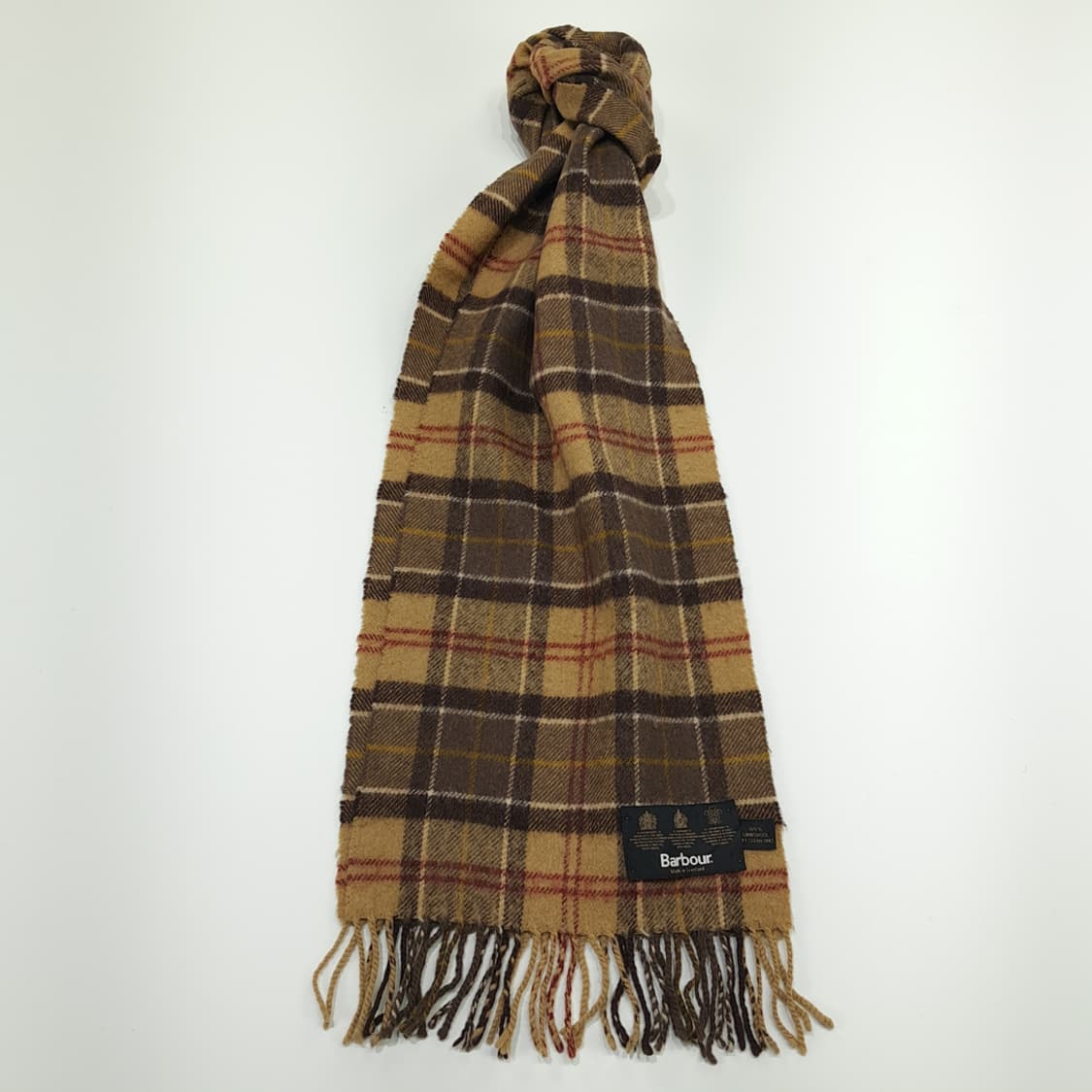 MX328 바버 브라운 타탄체크 램스울 목도리 머플러 상품이미지1
