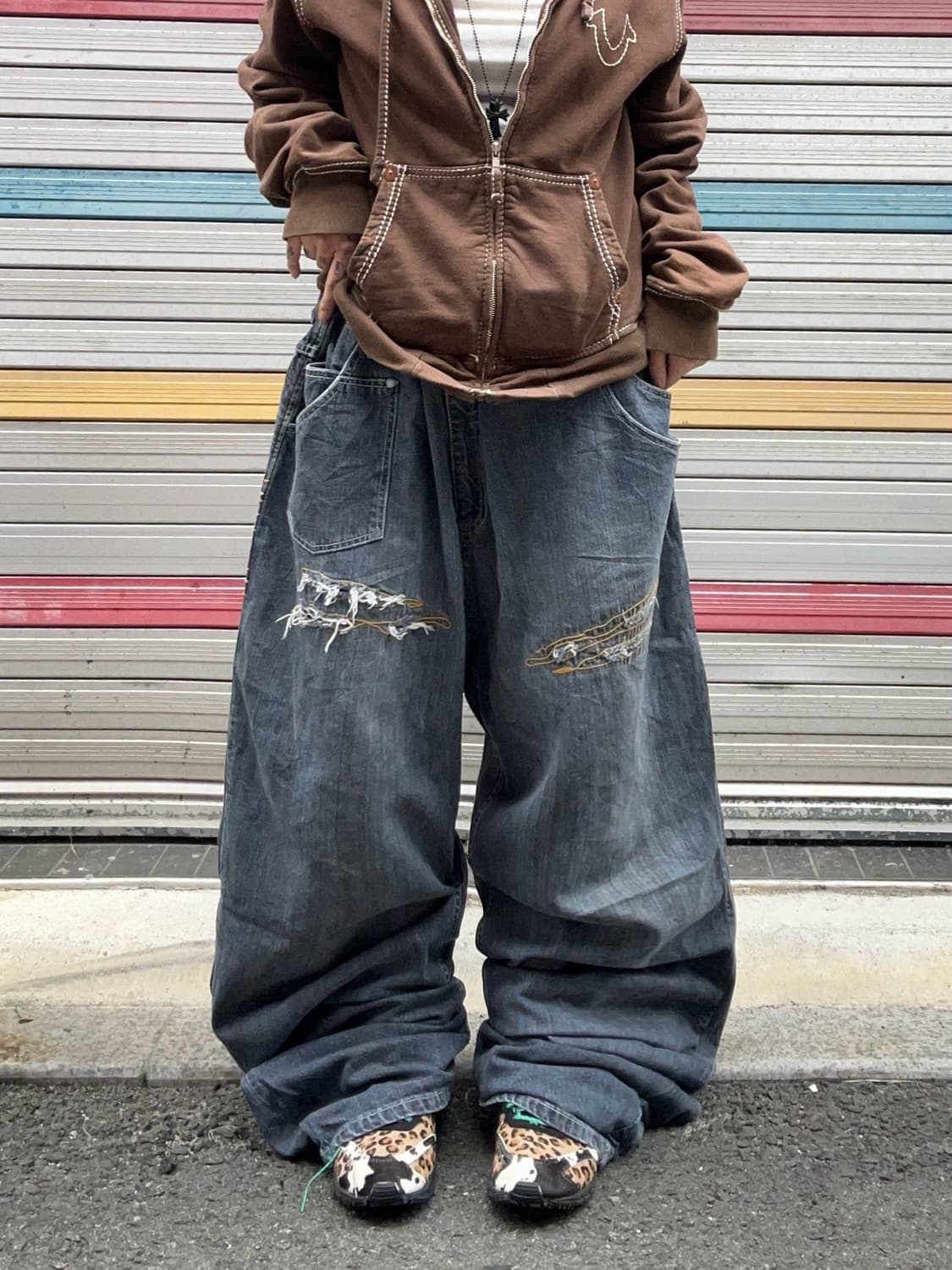 90s COOGI 자수 흑청 데님벌룬팬츠 상품이미지3